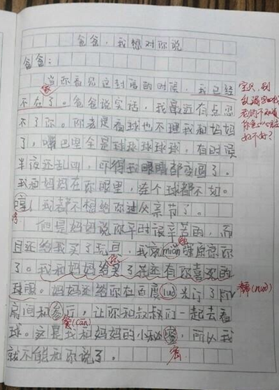 小学生写作文吐槽爸爸看欧洲杯:我连个球都不(2)