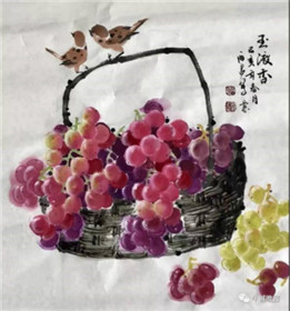 河北女画家潘丽君，纸上葡萄鲜翠欲滴(图4)