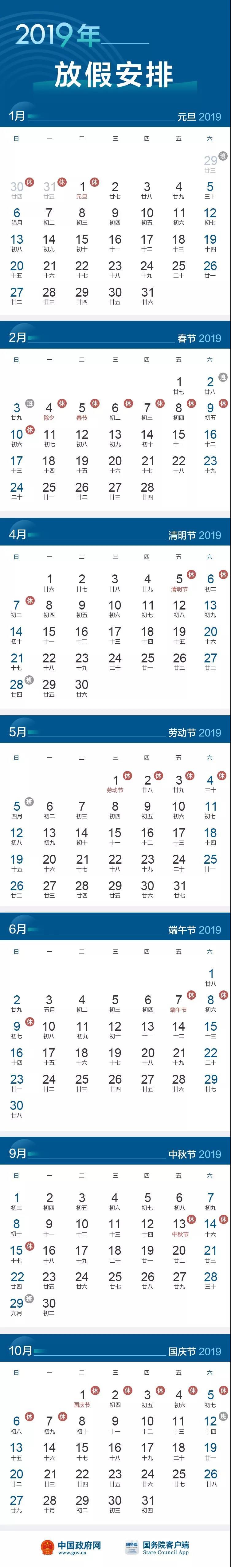 国务院办公厅关于调整2019年劳动节假期安排的通知(图1)
