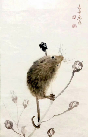 侯晋兰金鼠迎春书画作品欣赏(8)