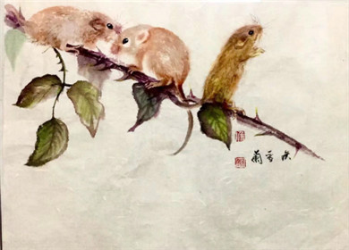 侯晋兰金鼠迎春书画作品欣赏(图9)