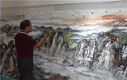 王树潮《秦岭风光》国画作品入驻第十四届全运会(4)